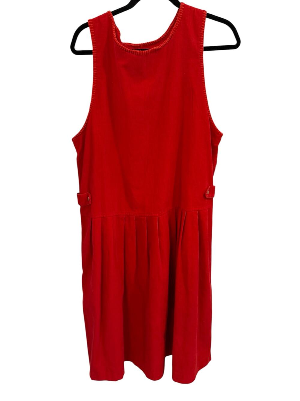 Vtg 80s 90s Old Canton Sz 12 Drop Waist Red Corduroy Jumper Dress Cottagecore